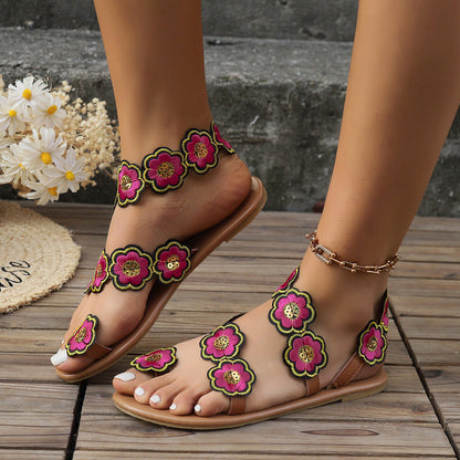 OrthoCare Floral Ethnic Flat Sandals For A Unique Summer