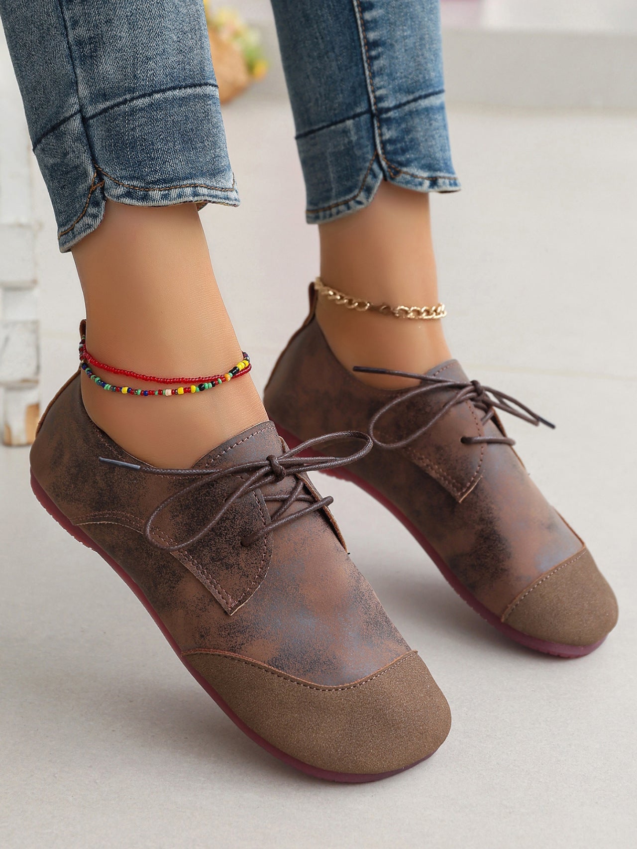 OrthoCare Women’s Vintage Lace-Up Flats – Soft Comfort Casual Oxford Shoes