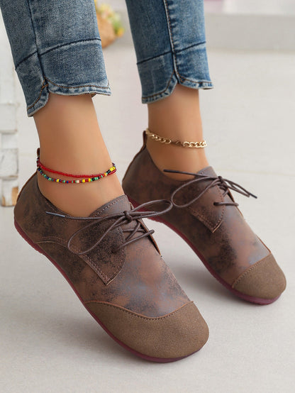 OrthoCare Women’s Vintage Lace-Up Flats – Soft Comfort Casual Oxford Shoes
