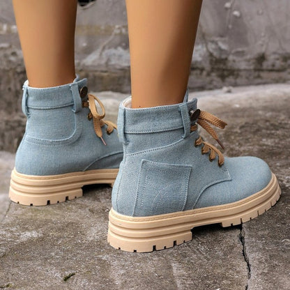 Morgaine | Urban Lace-Up Orthopedic Canvas Ankle Boots