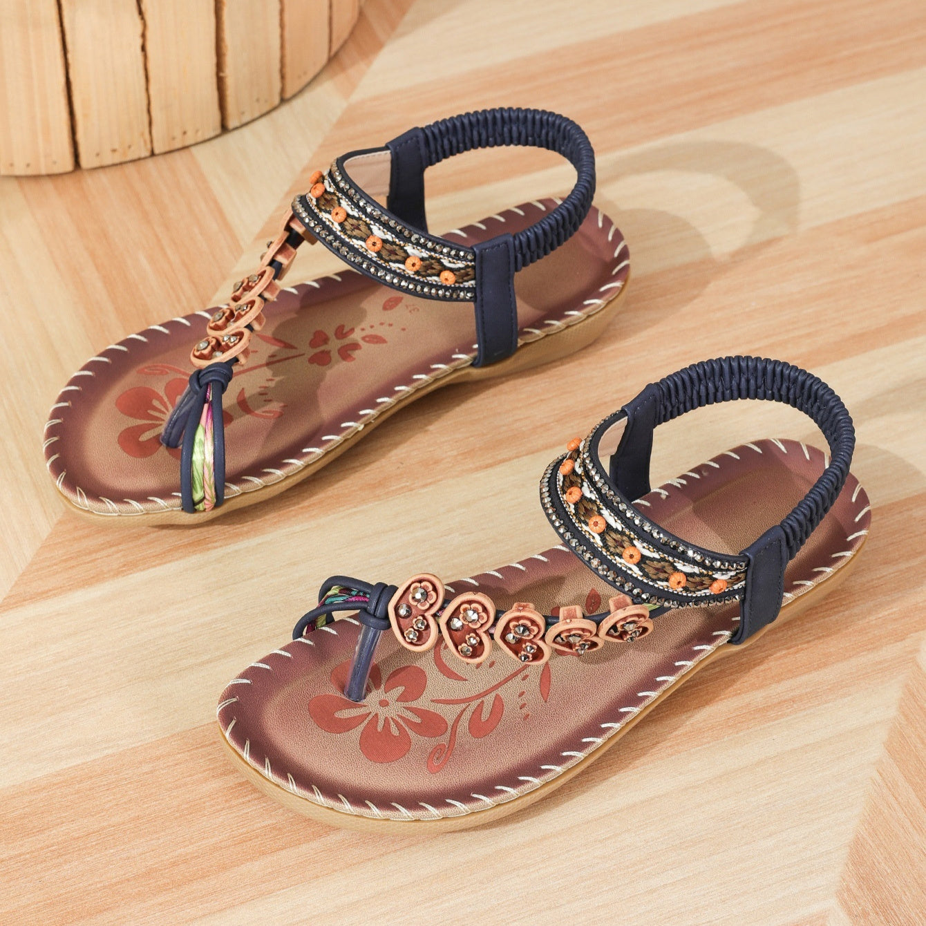 Hyacinthe | Women’s Orthopedic Boho Beaded Toe Ring Sandals