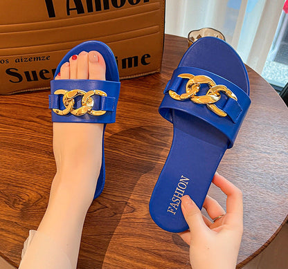 OrthoCare | Chain Detail Flat Slide Sandals