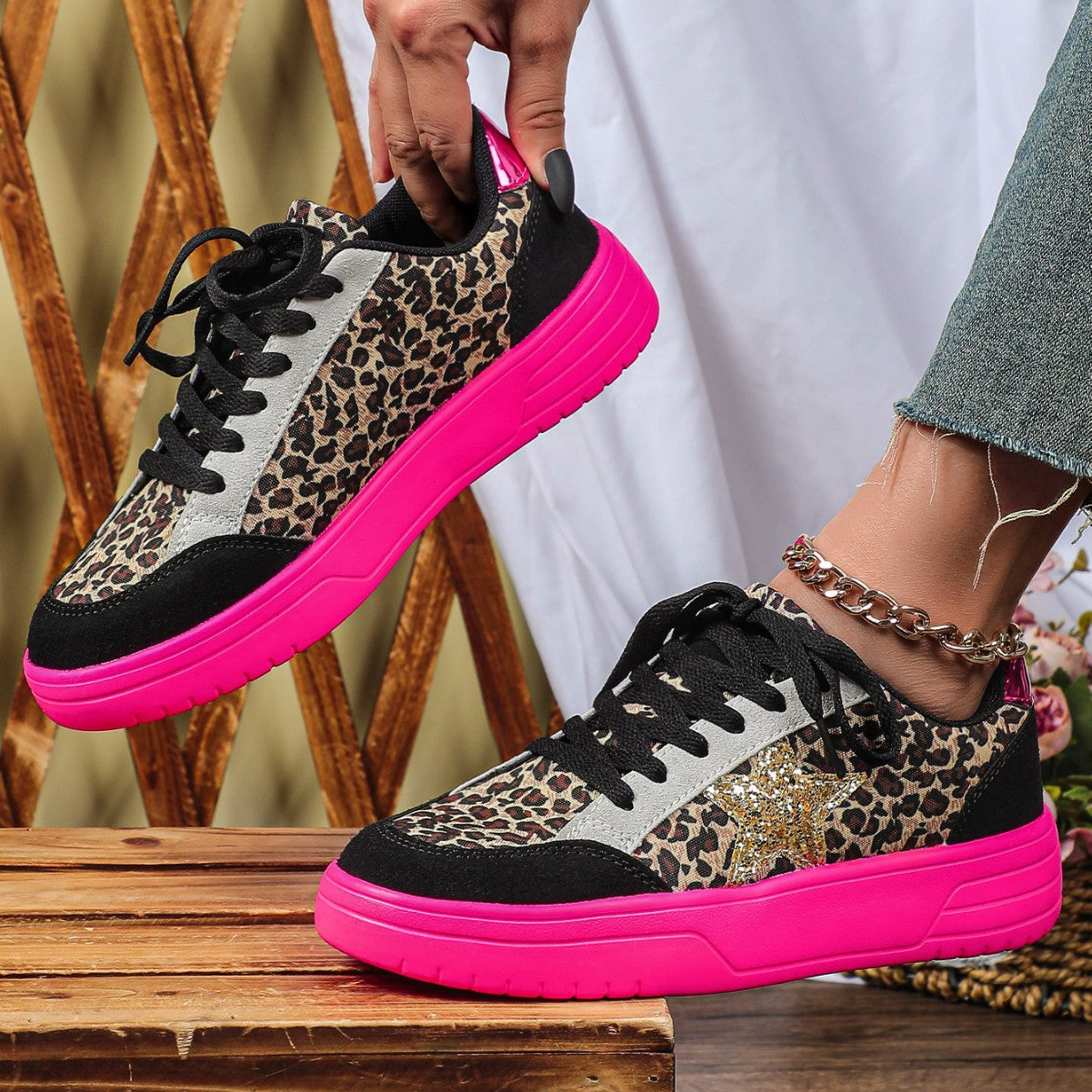 OrthoCare Unique Leopard Print Sneakers For Men And Women - Retro Style