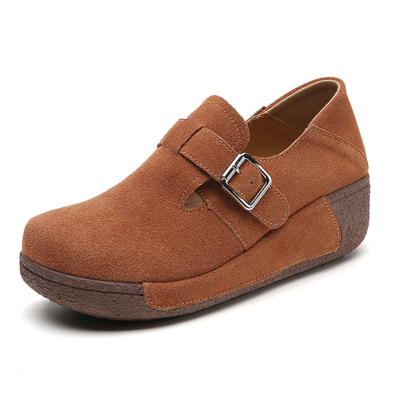Orthopedic Suede Buckle Loafers – Adjustable Comfort Slip-On Walking Shoes