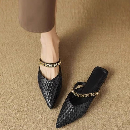 OrthoCare Flat Sandals With Low Heels And Chains - Unique Elegance