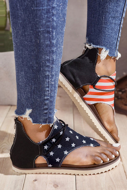 Wisteria | Women’s Orthopedic Patriotic Cross-Strap Wedge Sandals