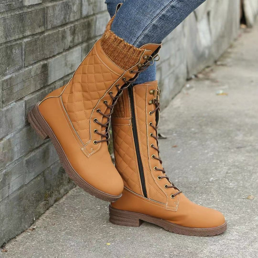 Anna | Orthopedic Quilted Lace-Up Winter Boots