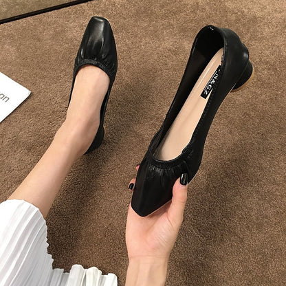 Orthopedic Low Heel Flats – Soft Leather Comfort Slip-On Dress Shoes