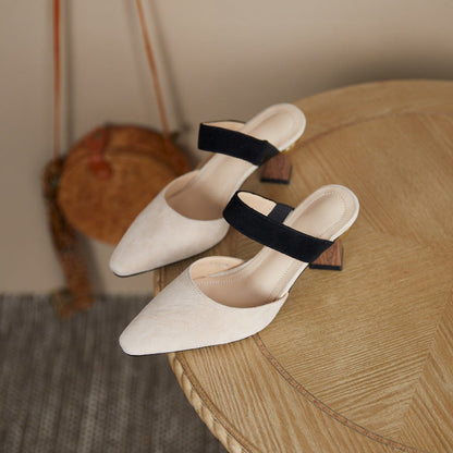 Ailani | Women’s Orthopedic Pointed Toe Mule Block Heel Pumps