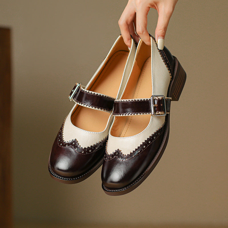 OrthoCare Colorblock Leather Shoes - Square Toe