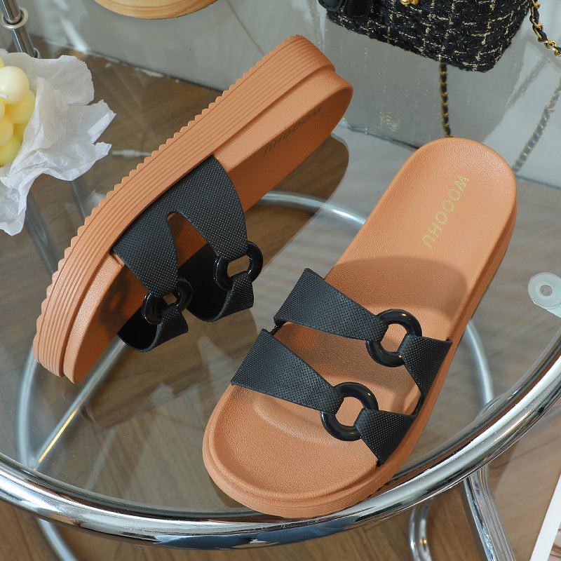 Nolani | Women’s Orthopedic Decorative Buckle Platform Slide Sandals