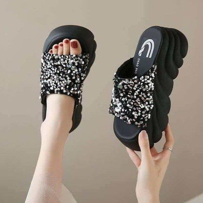 Bellisse | Women’s Orthopedic Rhinestone Platform Slide Sandals