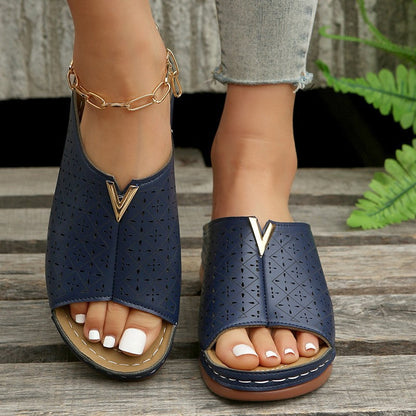 Waverly | Women’s Orthopedic Perforated Wedge Mule Sandals