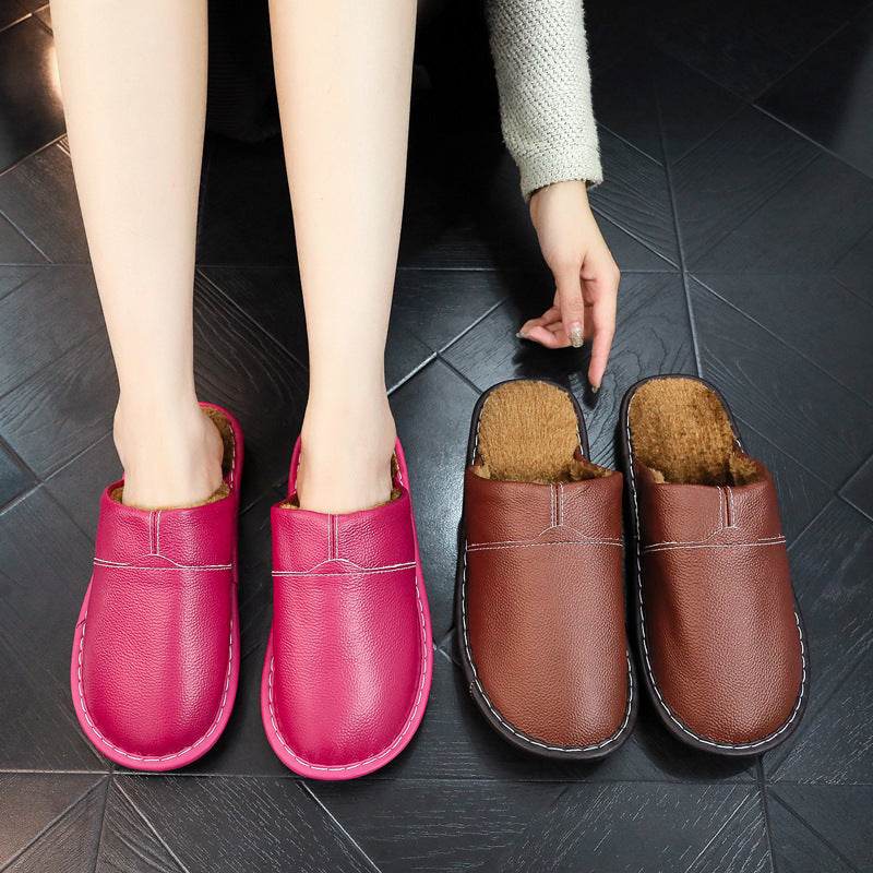 OrthoCare Non-Slip Winter Leather Slippers For Indoor Use