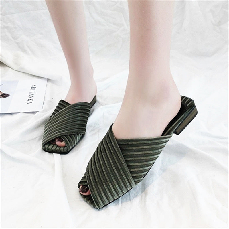 Bambina | Women’s Orthopedic Pleated Cross Strap Comfort Slide Sandals