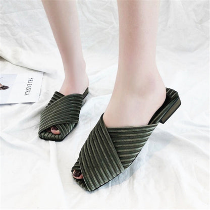 Bambina | Women’s Orthopedic Pleated Cross Strap Comfort Slide Sandals