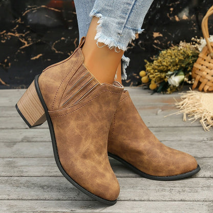 OrthoCare Ankle Boots - Thick Heel Slip-On Comfort
