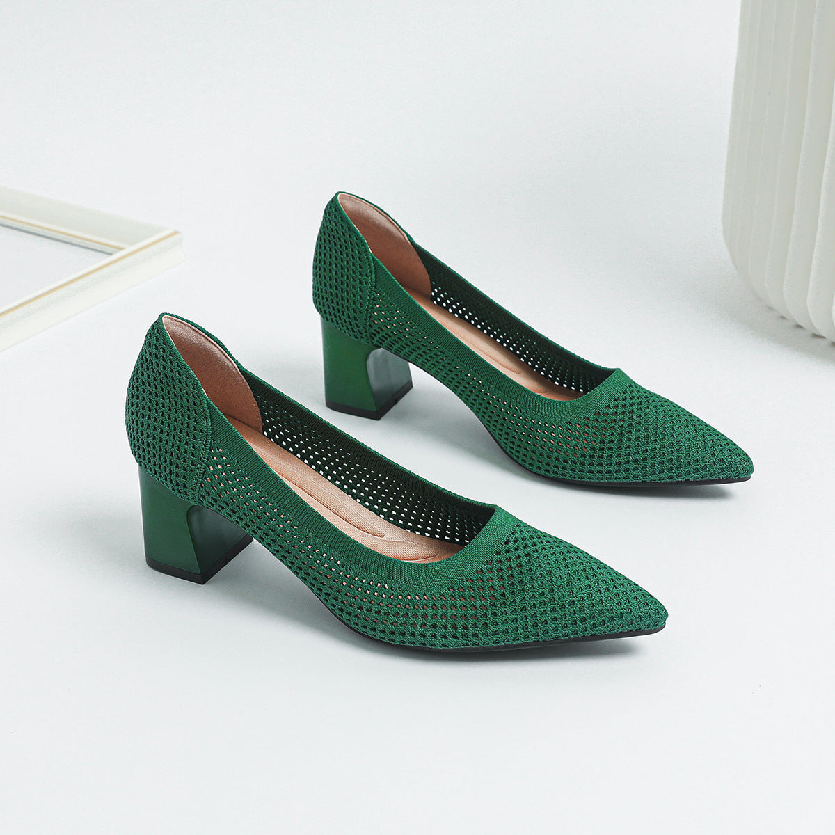 Quincy | Women’s Orthopedic Woven Pointed Toe Block Heel Pumps
