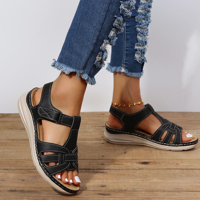 OrthoCare Women's Platform Sandals - Velcro Strap