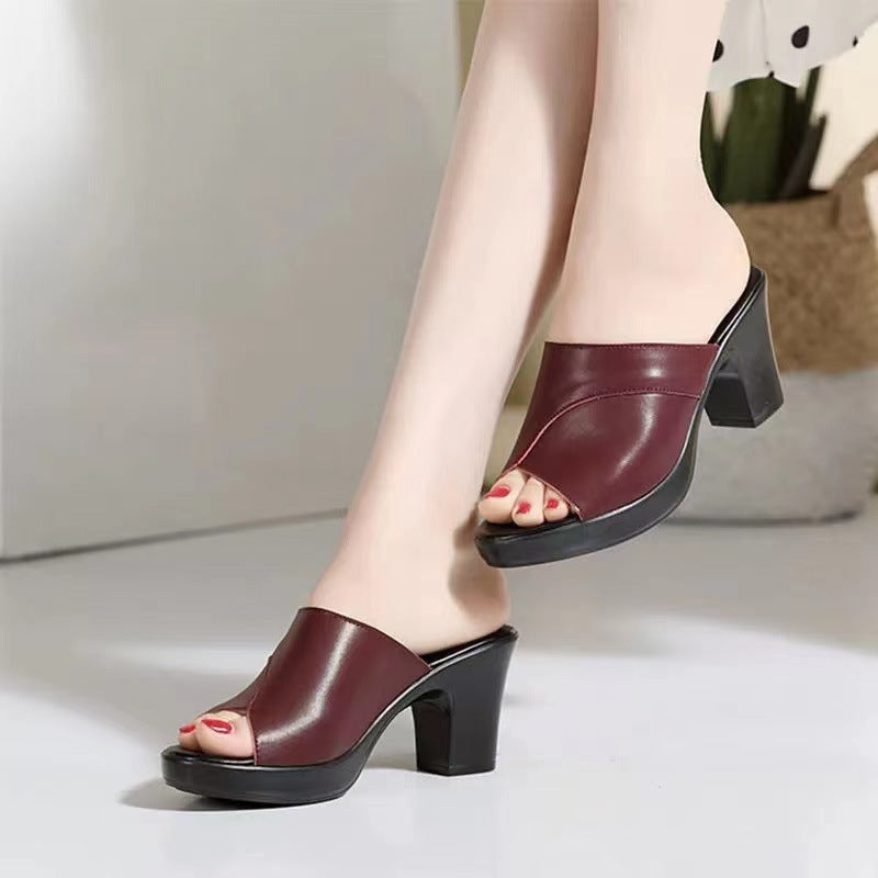 OrthoCare Soft Leather Non-Slip Heeled Sandals