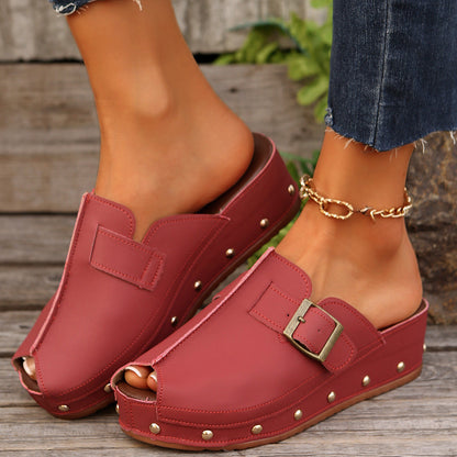 Romilly | Women’s Orthopedic Buckle Platform Clog Mules