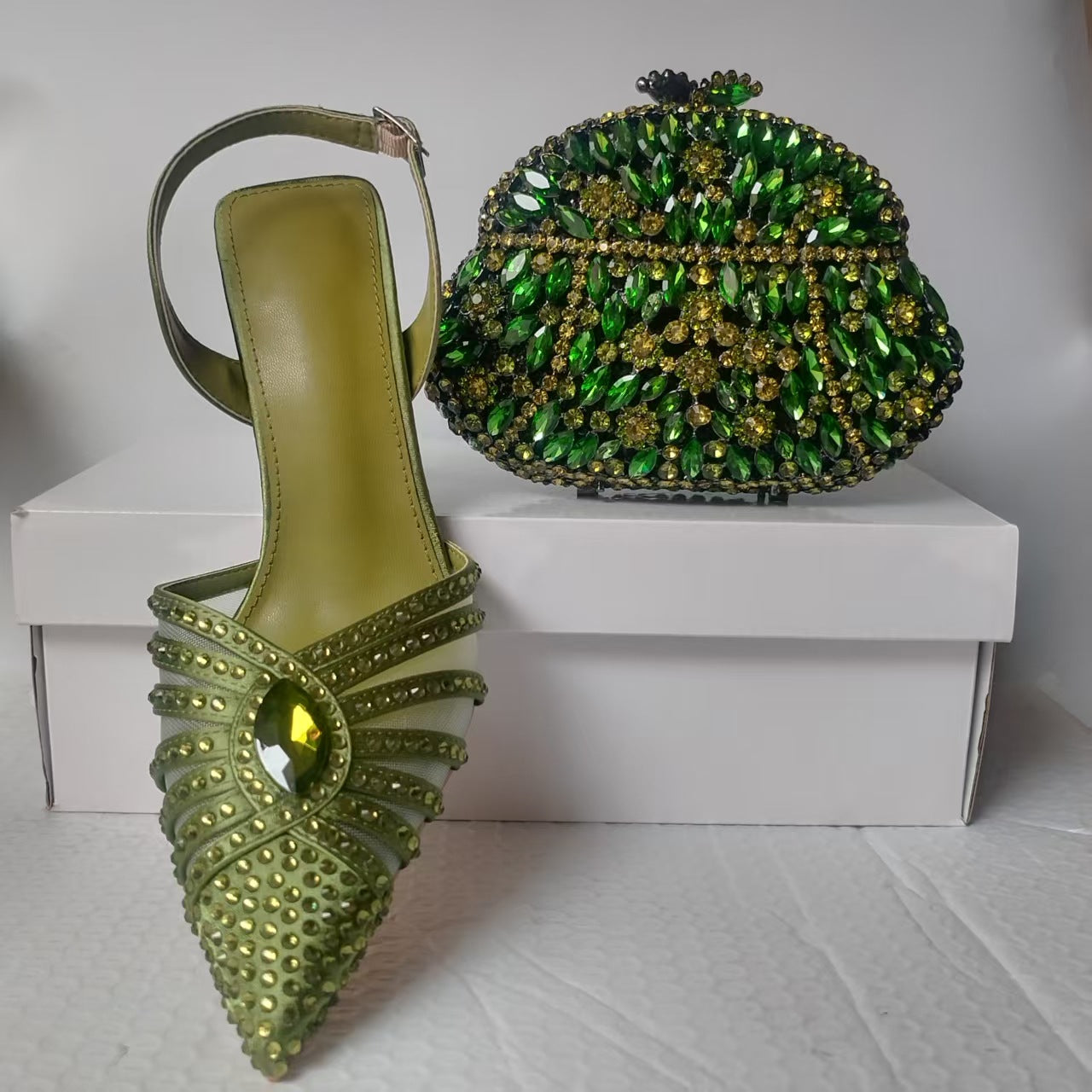 Finette | Women’s Orthopedic Rhinestone Pointed Toe Slingback Heels