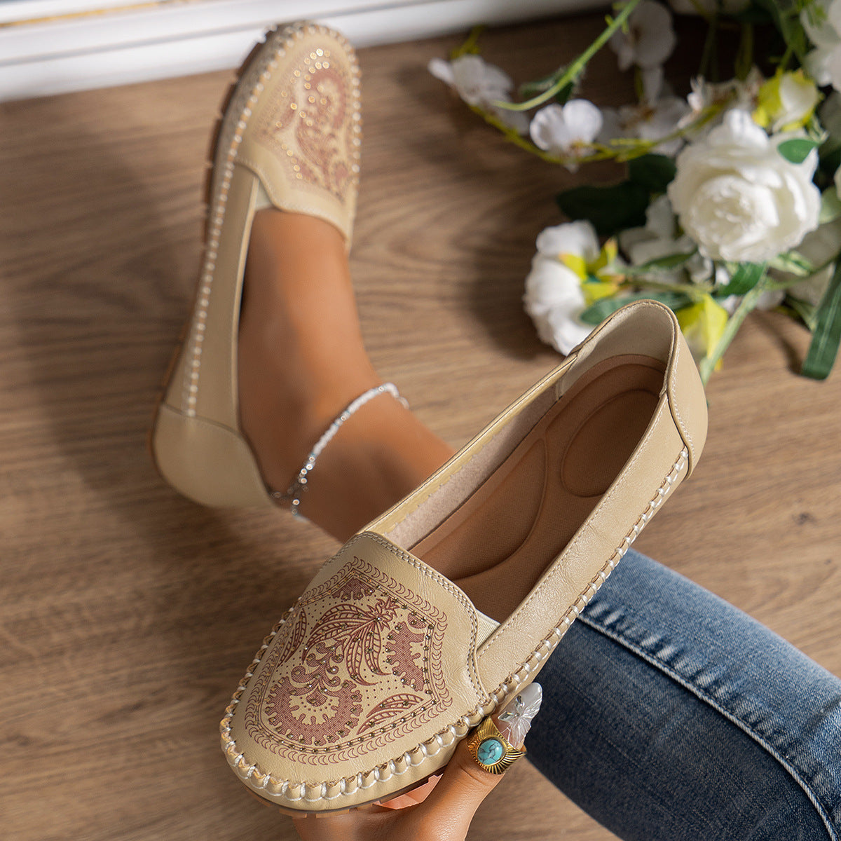 OrthoCare Retro Flat Loafers  With A Unique Vintage Look