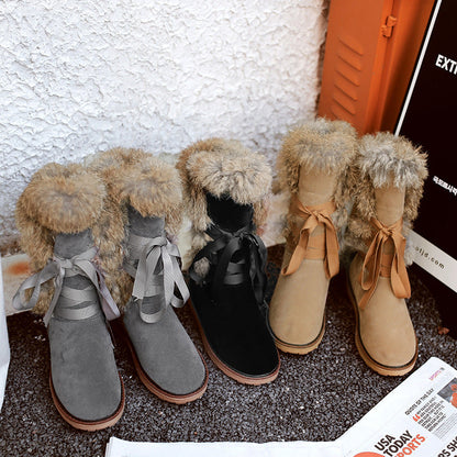 Seraphina | Orthopedic Ribbon-Lace Fur Suede Winter Boots