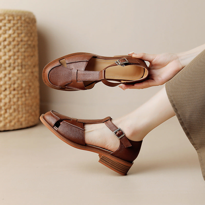 OrthoCare Retro Flat Sandals With Hollow Toe Box