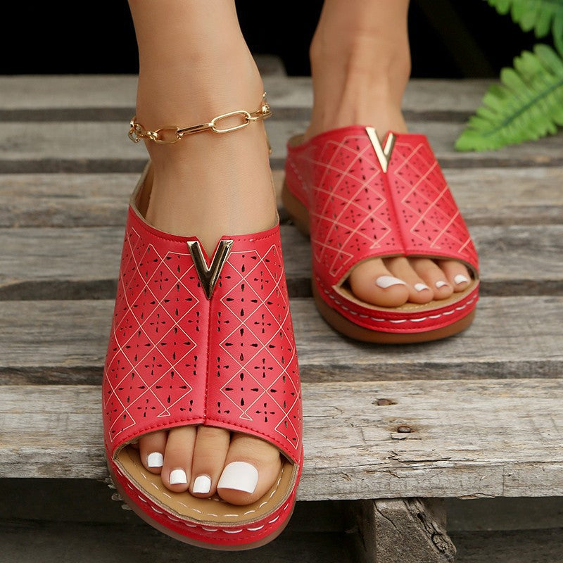 Waverly | Women’s Orthopedic Perforated Wedge Mule Sandals
