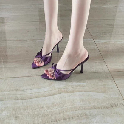 Aurette | Women’s Orthopedic Satin Bow Kitten Heel Sandals
