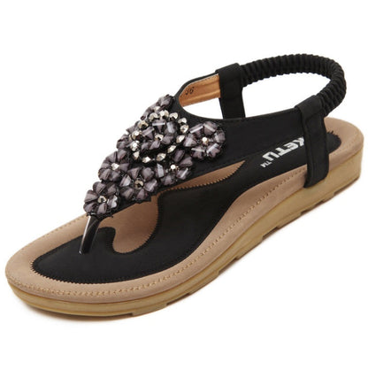 OrthoCare Summer Sandals With Rhinestones And Flowers - Plus Size
