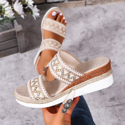 OrthoCare Woven Sandals With A Wavy Pattern - Unique Ethnic Style