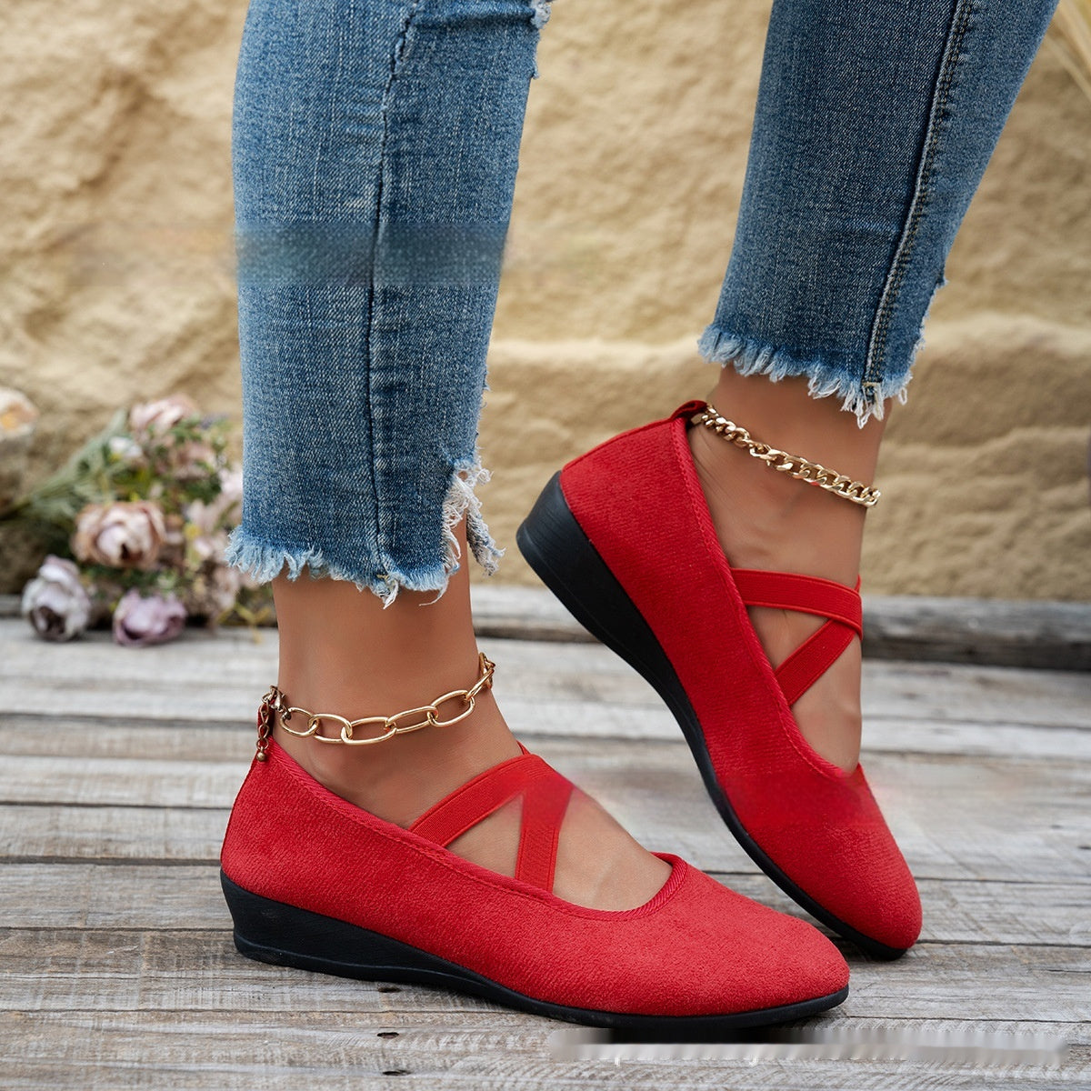 OrthoCare Cross Strap Comfort Flats – Stylish Support Everyday Shoes