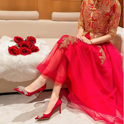 OrthoCare Unique Red High Heel Wedding Shoes