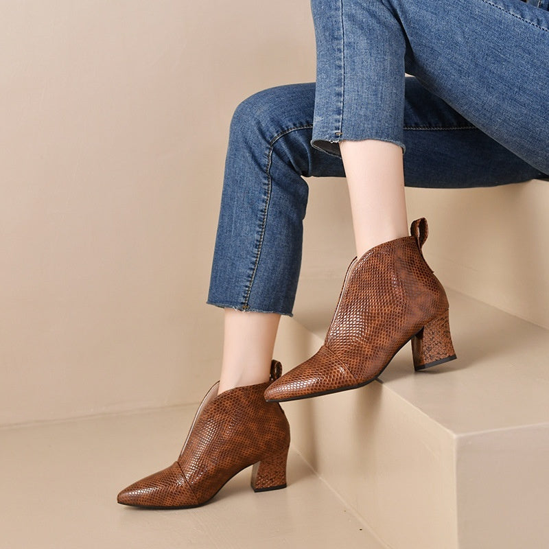 OrthoCare Martin Heeled Ankle Boots With V-Cutout