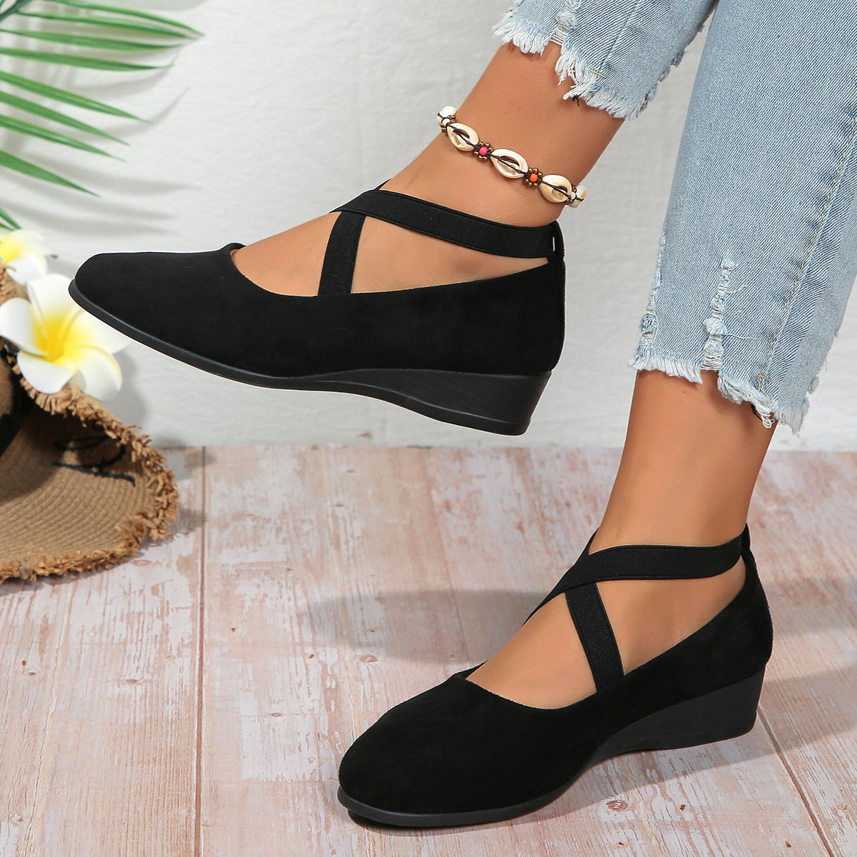OrthoCare Cross Strap Comfort Flats – Stylish Support Everyday Shoes