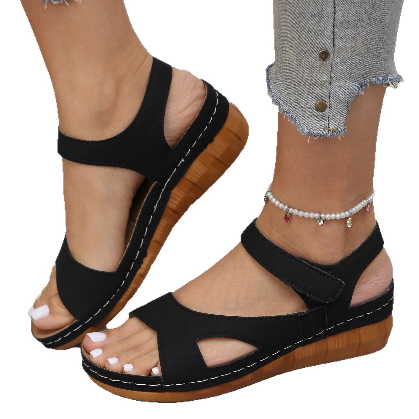 Dacelle | Women’s Orthopedic Cross Strap Comfort Wedge Sandals