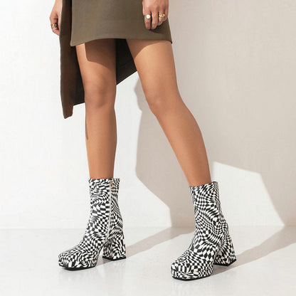 Lisa | Orthopedic Printed  Square Toe Heel Boots