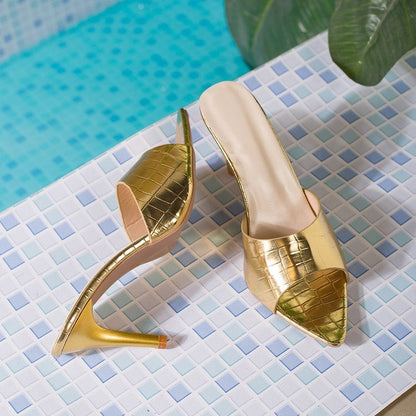Paloma | Women’s Orthopedic Metallic Open Toe Mule Heels