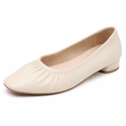 Orthopedic Low Heel Flats – Soft Leather Comfort Slip-On Dress Shoes