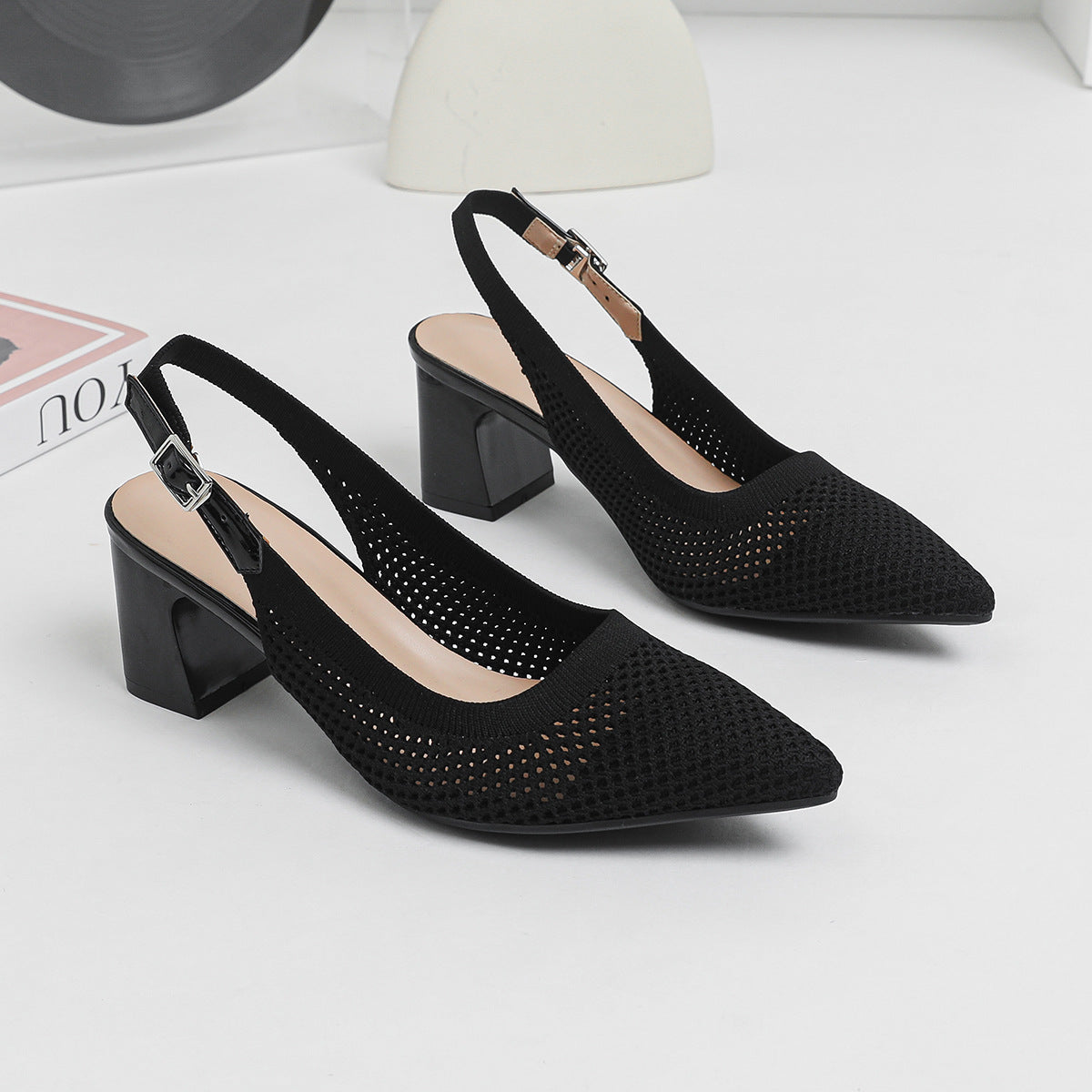 Pomeline | Women’s Orthopedic Woven Pointed Toe Slingback Heels