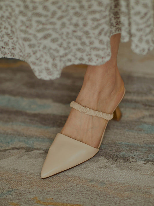 Amabel | Women’s Orthopedic Pointed Toe Elastic Strap Mule Pumps
