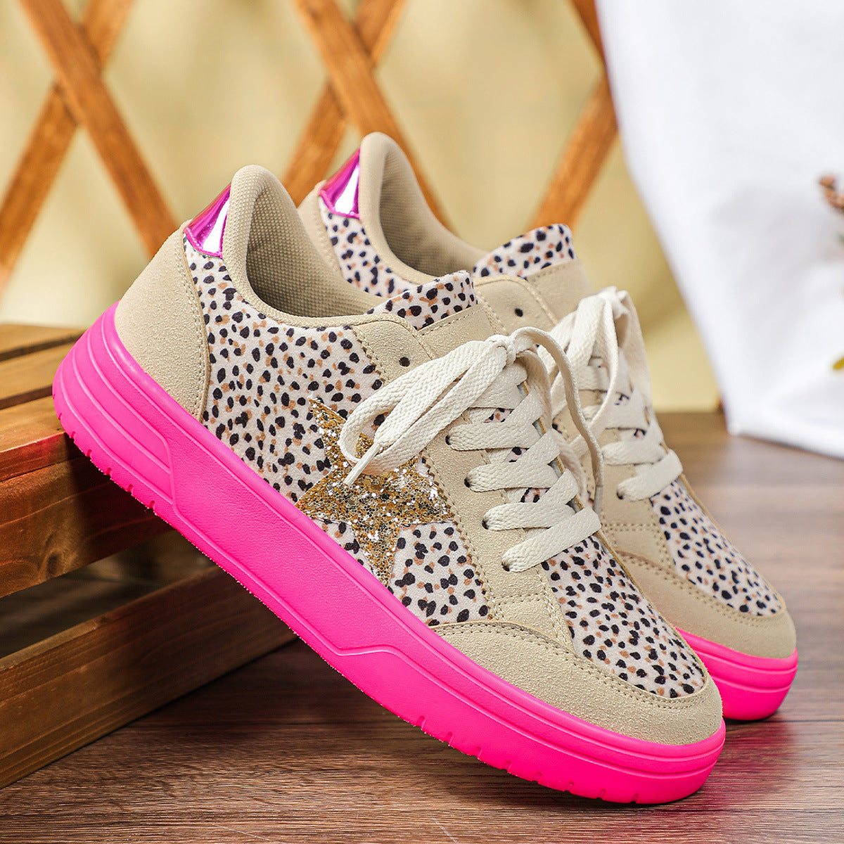 OrthoCare Unique Leopard Print Sneakers For Men And Women - Retro Style