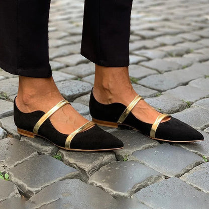 OrthoCare Suede Shoes With Low Heels And Two Thin Bands