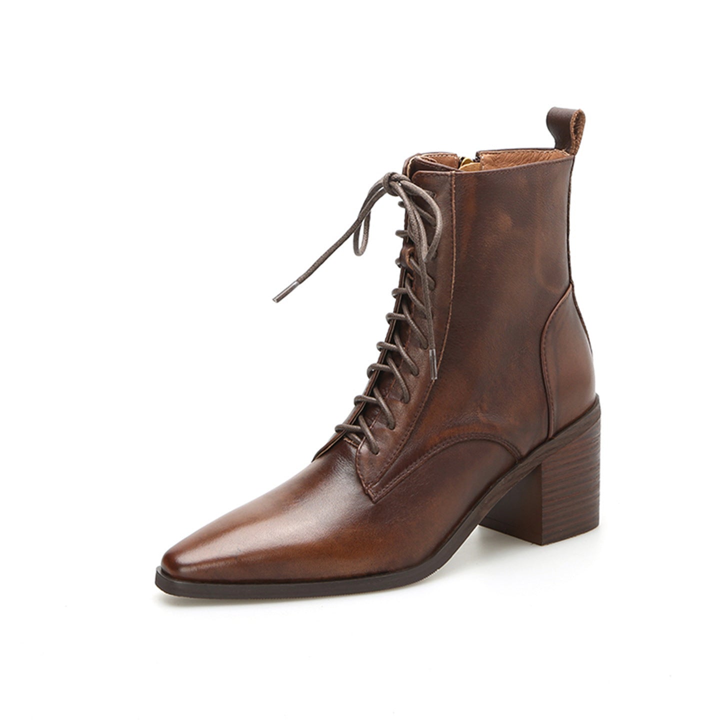 OrthoCare Ankle Boots - Thick Heel Lace-Up Comfort