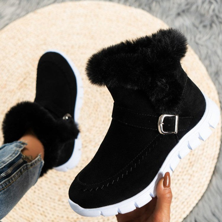 Anabelle | Orthopedic Plush Ankle Boots With Buckle Design