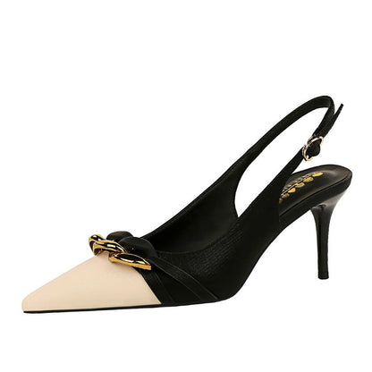 Qiana | Orthopedic Elegant Dual-Tone Chain Accent Slingback Heels