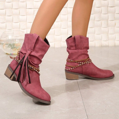 OrthoCare Pleated Tassel Boots - Ergonomic Comfort