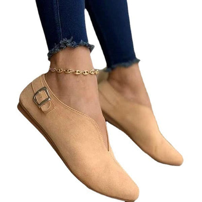 Quincy | Orthopedic Black Suede V-Cut Buckle Flat Loafers